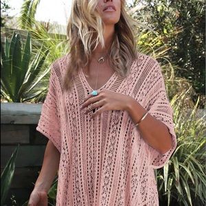Crochet Swim Suit Cover Up Light Pink